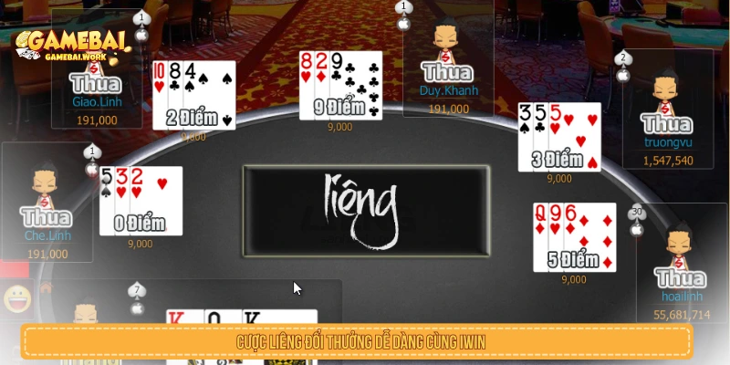 Bàn liêng trong game bài IWIN